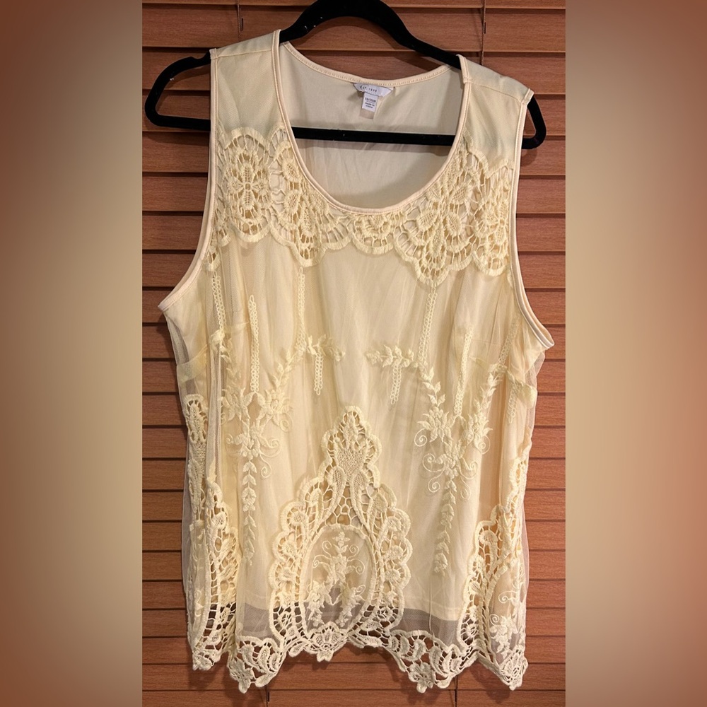 Cato Canary Yellow Lace Tank Top size 18/20